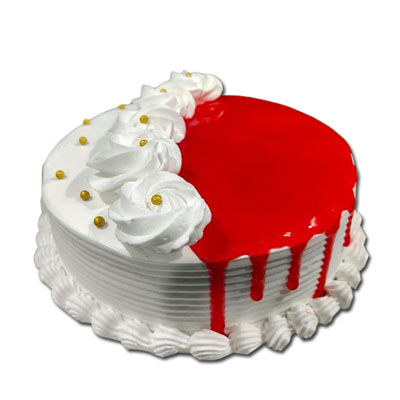 "Round shape strawberry gel cake - 1kg - Click here to View more details about this Product